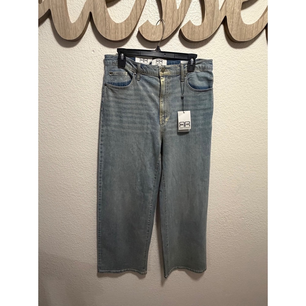 Robert‎ Rodriguez High Rise Wide Leg Gold Foil Metallic Jeans Light Wash 10/30